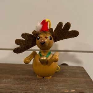 Steinbeck Vintage Santa Moose Wooden Ornament Germany